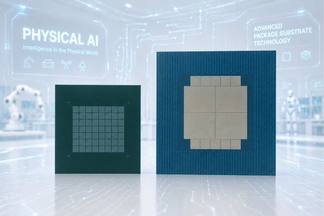 LG Innotek's large-area and ultra-large FC-BGA samples sit side by side. (LG Innotek)