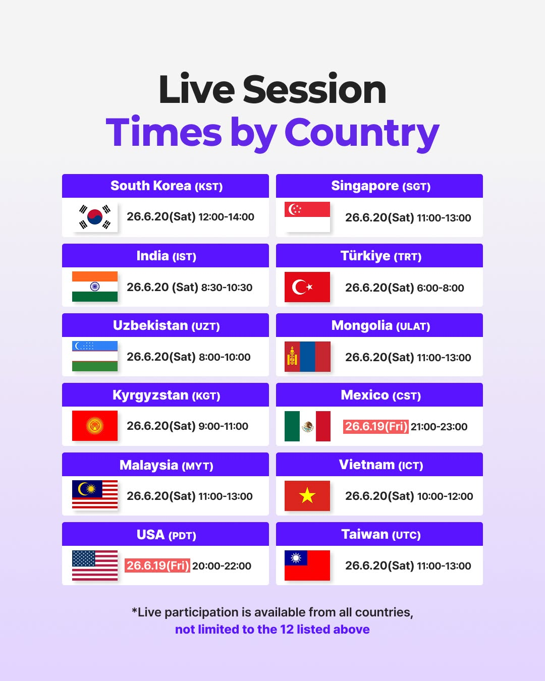 Seoul Global Center provides a guide to different time zones for its webinar. (Seoul Global Center)