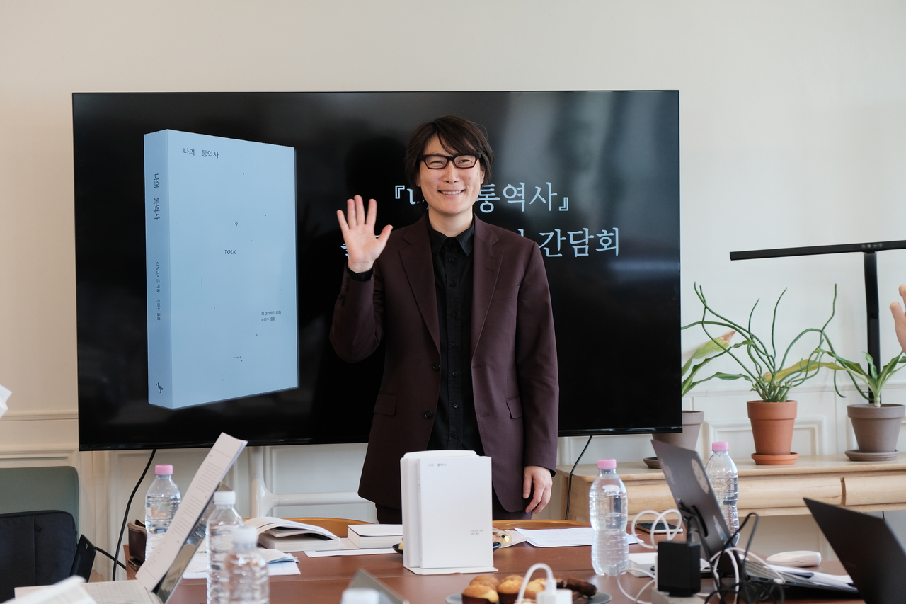 Danish writer Lee Langvad poses for photos during a group interview in Seoul on Tuesday. (Prunsoop)