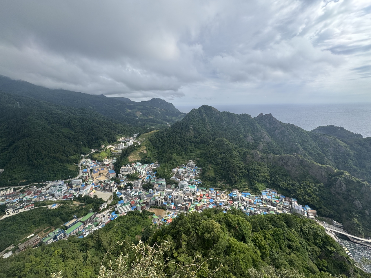 An aerial view of Dodong, Ulleung-gun, North Gyeongsang Province (Lee Seung-ku/The Korea Herald)