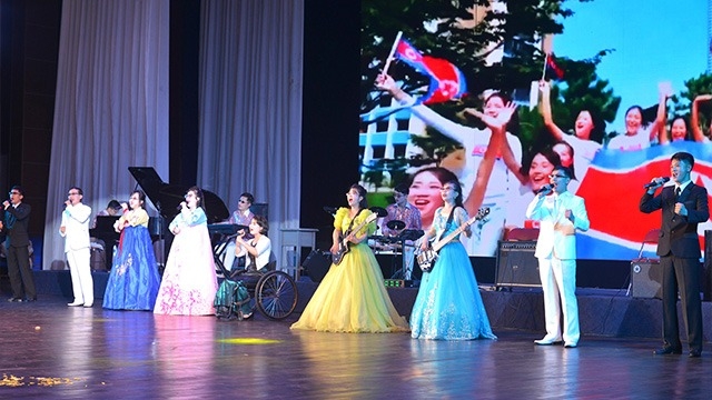 This file photo shows artists performing at the annual Day of Persons with Disabilities observance event in Pyongyang on Thursday. (KCNA via Yonhap)