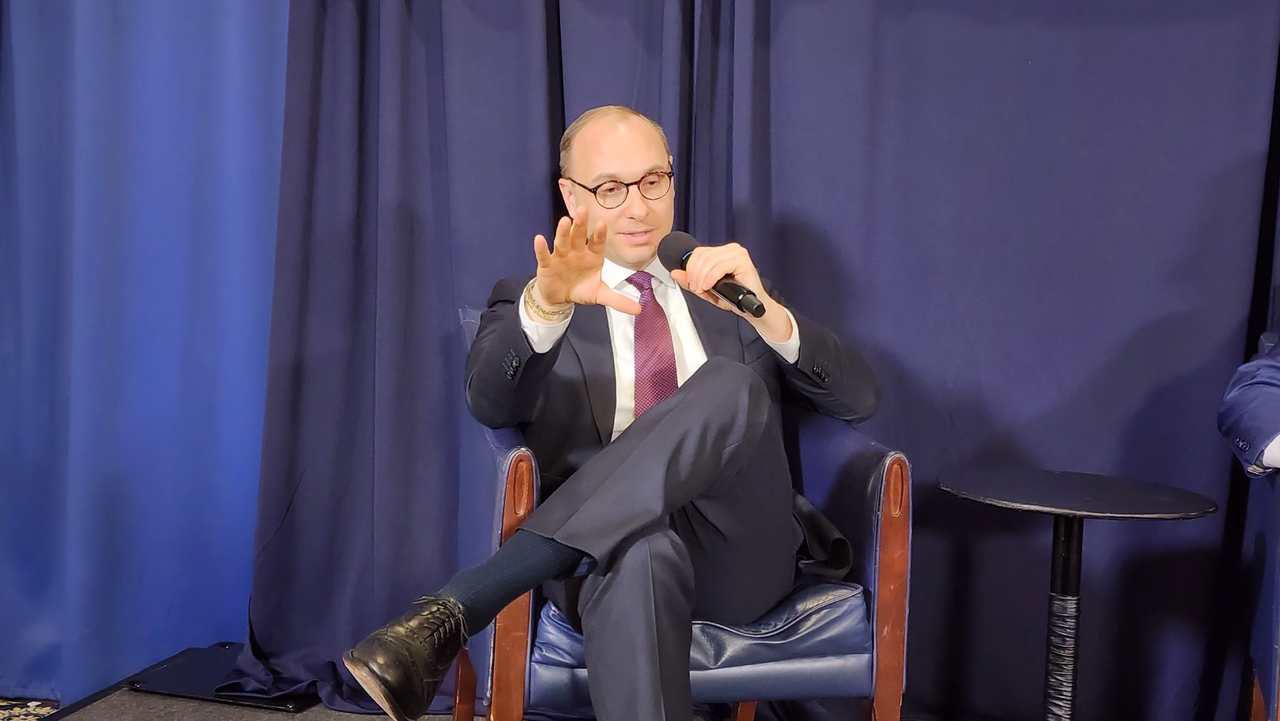 David Wilezol, deputy assistant secretary of state for Korea, Japan and Mongolia, speaks at the US-ROK Strategic Industry and Security Forum in Washington on Thursday. (Yonhap)