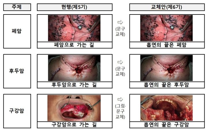 개정된 경고 문구. [보건복지부 제공]