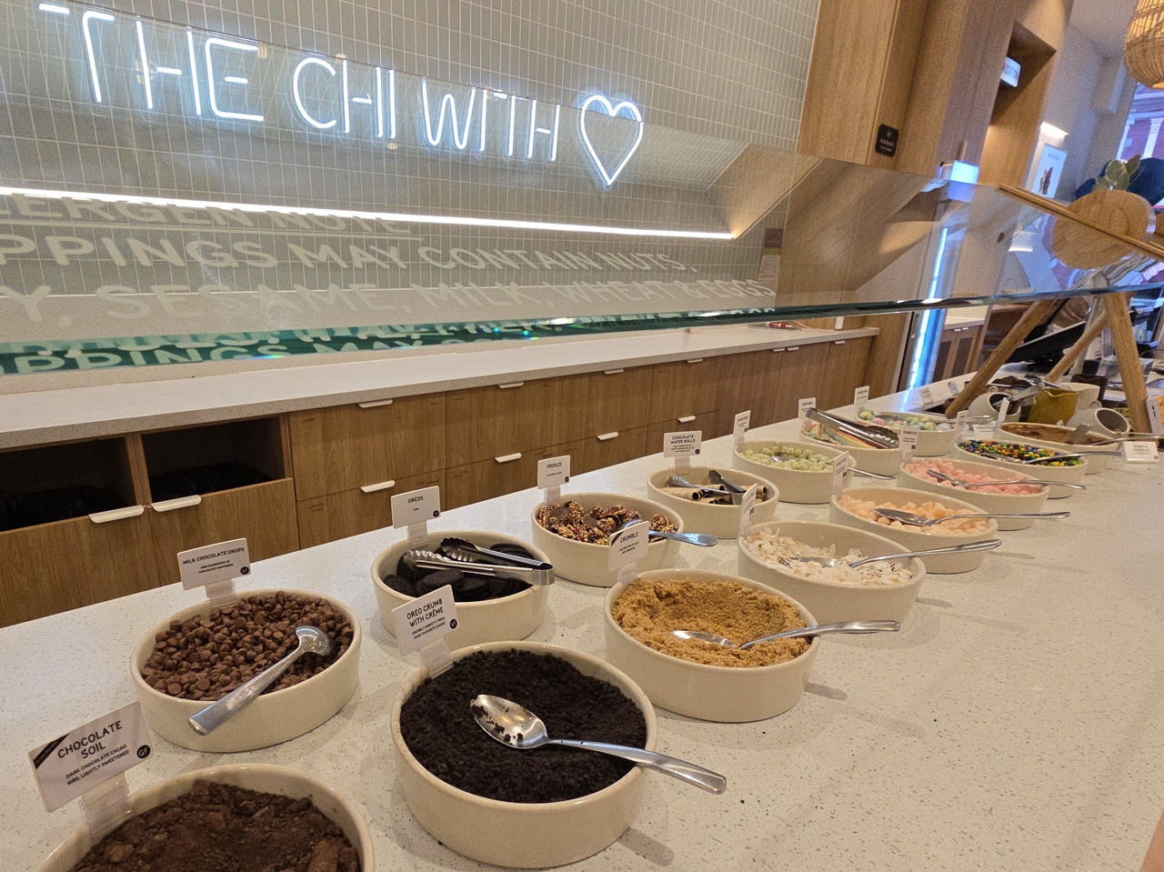 The wide array of Australian-specialty ice cream toppings at Yochi