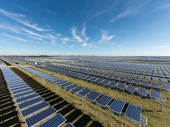 An aerial view of the Alamo 1 solar project in Bexar County, San Antonio, Texas, operated by OCI Energy. [Provided by OCI Holdings]