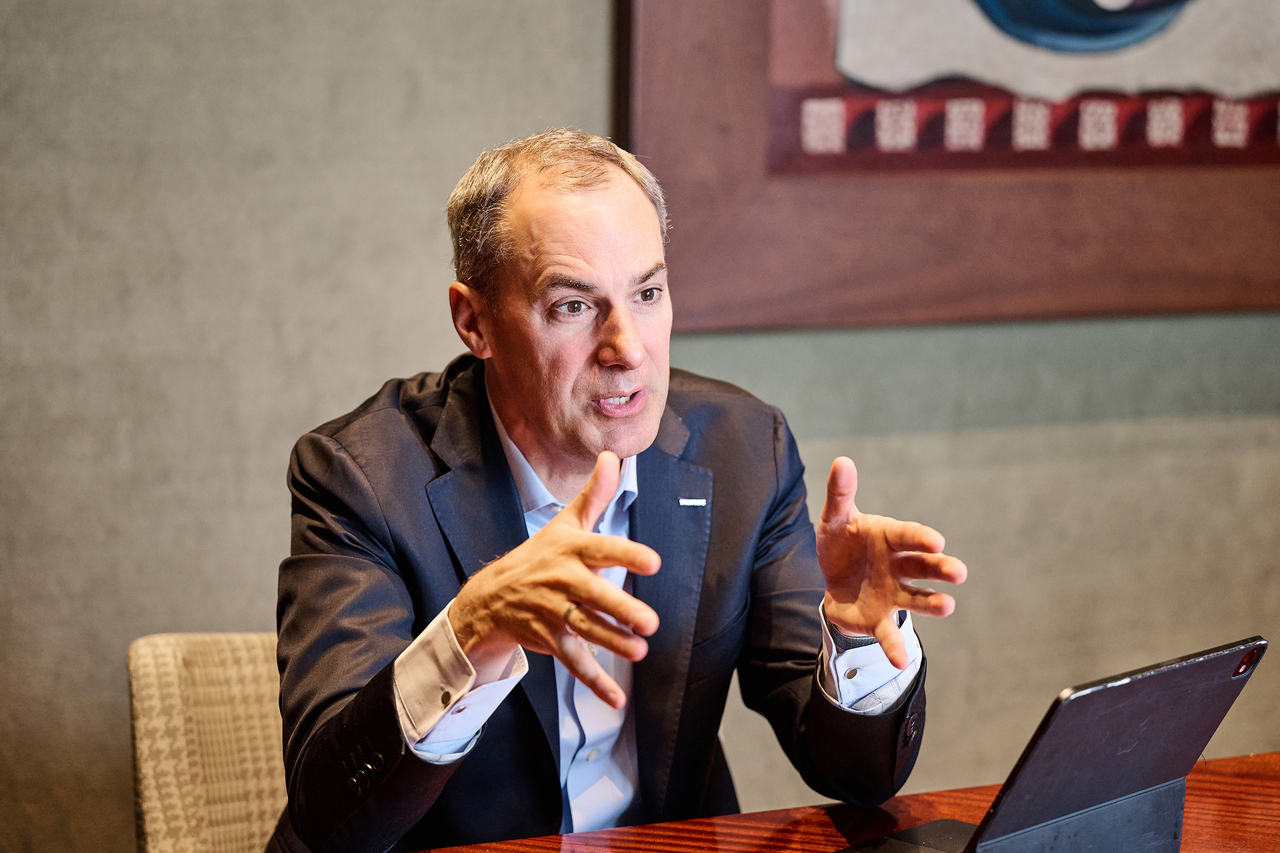 Cedrik Neike, member of the managing board at Siemens and CEO of Digital Industries, speaks during an interview with The Korea Herald in Seoul on Tuesday. (Siemens Korea)