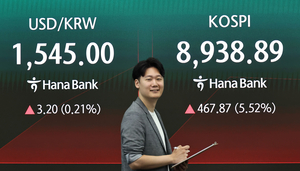 KOSPI spikes over 5%, briefly topping 9,000 level again on chip rally after Micron earnings