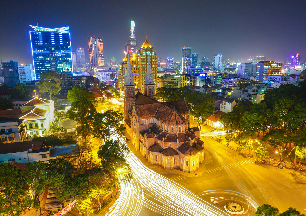 A nighttime panorama of Ho Chi Minh City, Vietnam. [Provided by Vietnam Airlines]