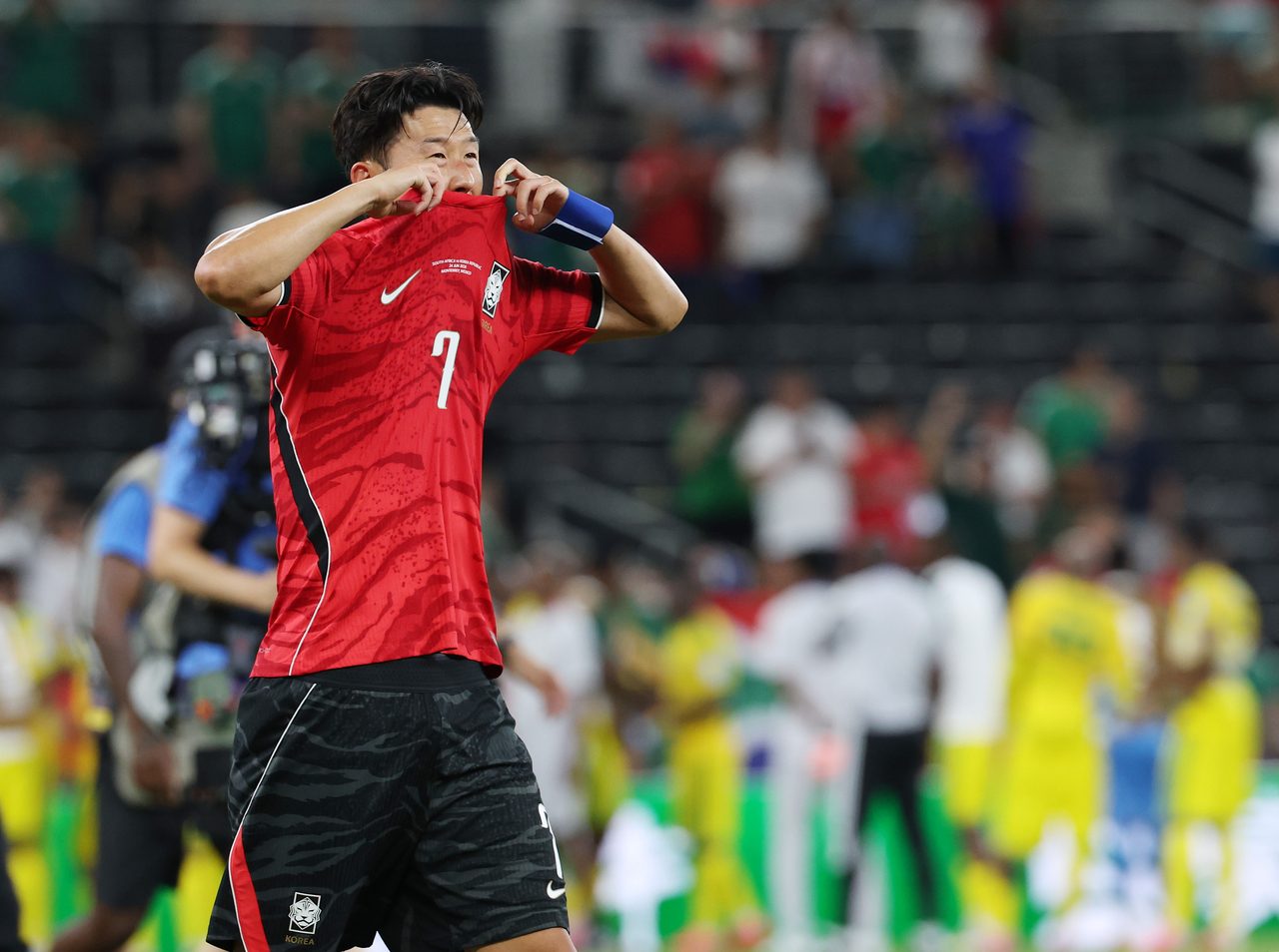 Son Heung-min after South Korea's match against South Africa on Wednesday (Yonhap)