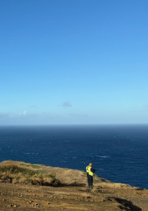 A Honolulu Fire Department official takes part in search operations near Hanauma Bay, where a South Korean father and his teenage son went missing while hiking. (Honolulu Fire Department)