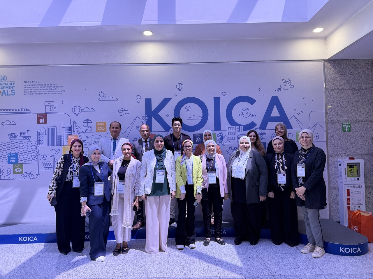 Egyptian officials participating in a KOICA-backed capacity-building program on women’s entrepreneurship and small business development pose for a photo during their visit to South Korea. (International Women and Family Foundation)
