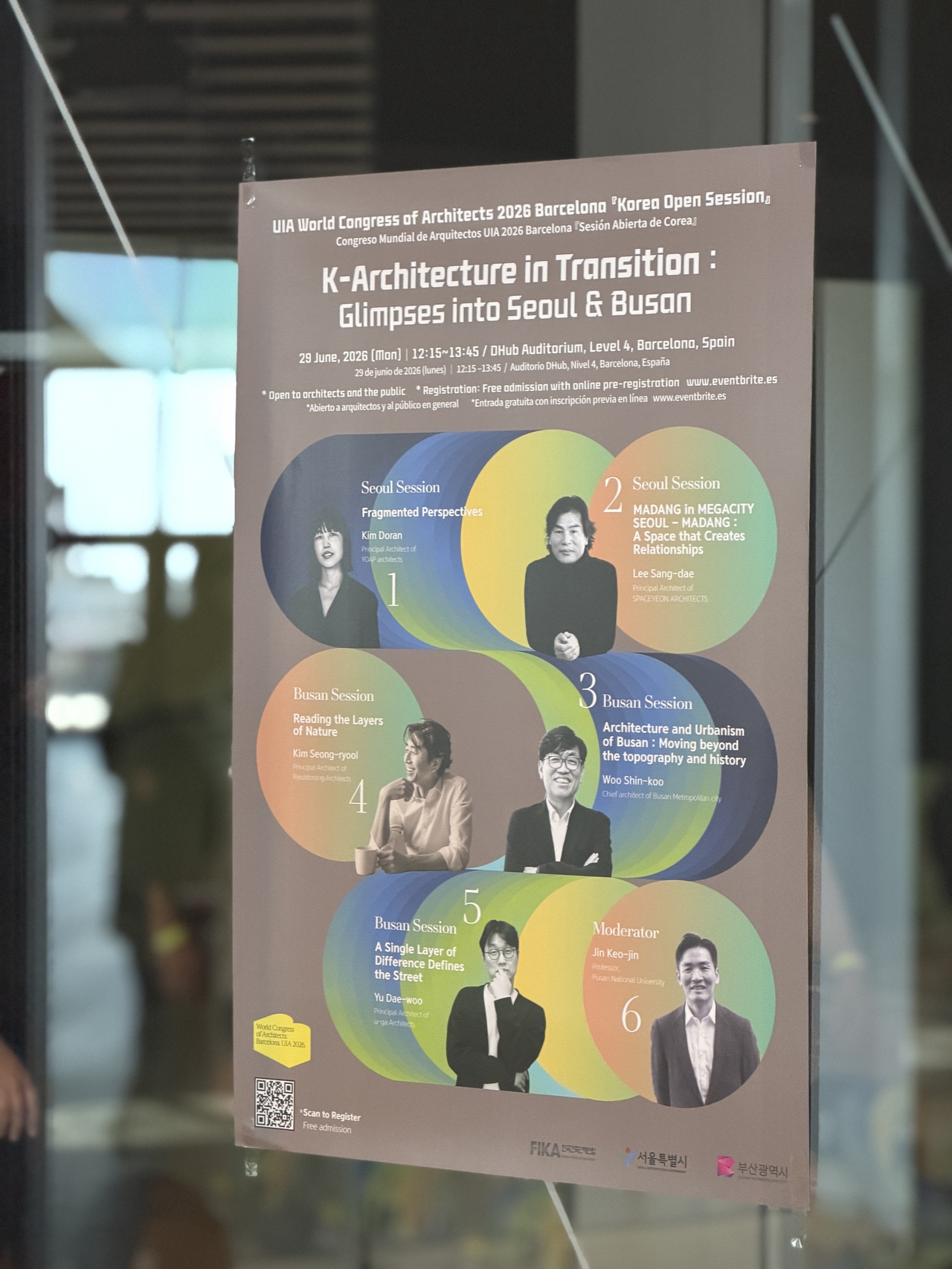 A poster for the open session of Korean architects at the 2026 UIA World Congress of Architects in Barcelona, Spain, Monday (Seoul Metropolitan Government)