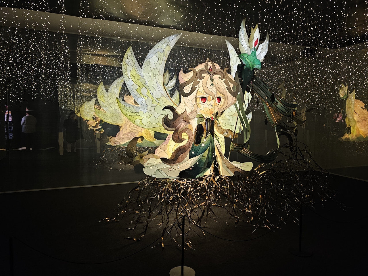 CookieRun: Kingdom's White Lily Cookie is reimagined via traditional Korean lanterns at an exhibition in Insa-dong, Seoul. (Lee Yoon-seo/The Korea Herald)