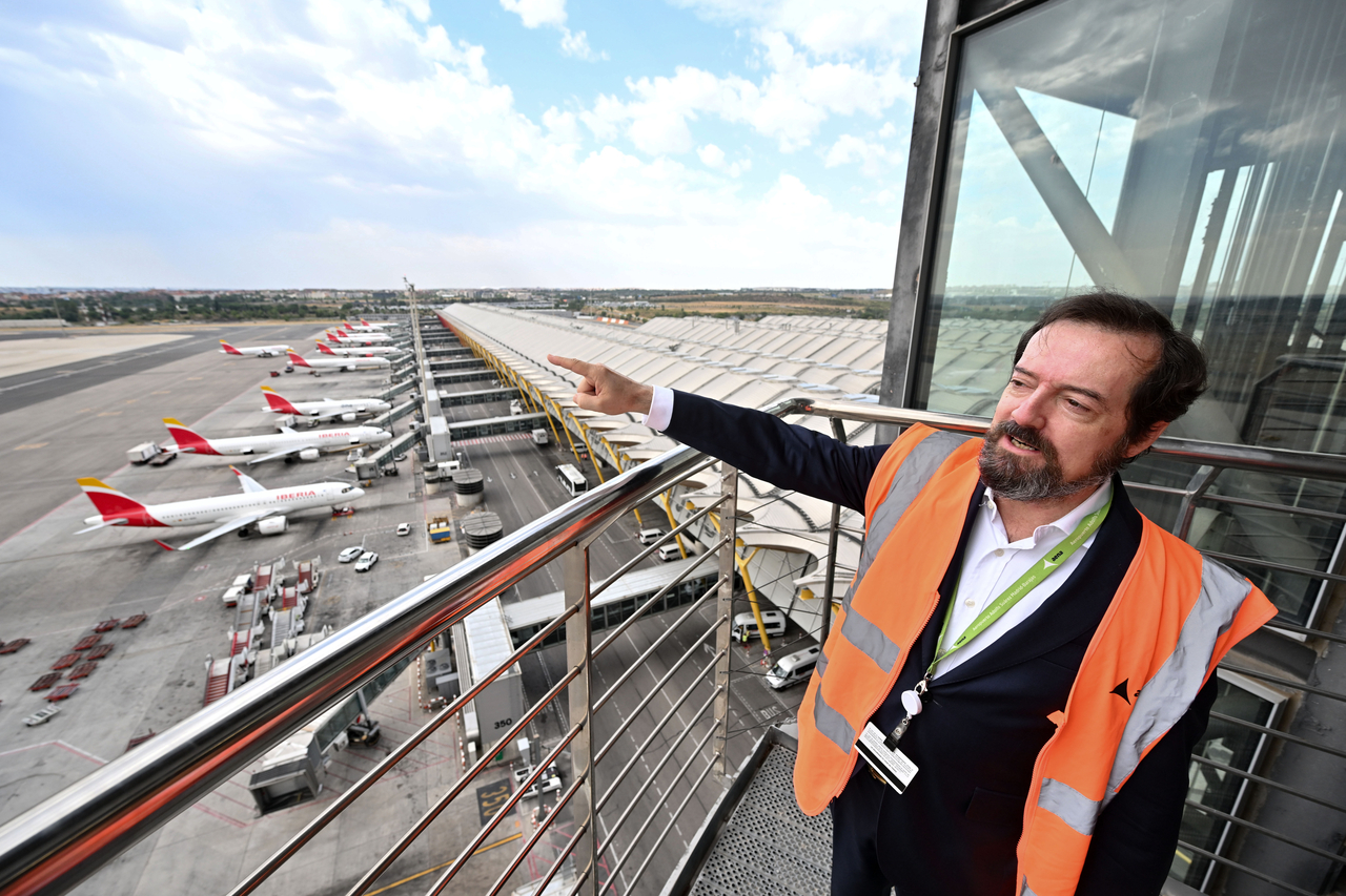 Luis Triana, management director of Terminal 4 at Madrid-Barajas Airport, speaks during a media tour at the airport on June 25. (Im Se-jun/The Korea Herald)