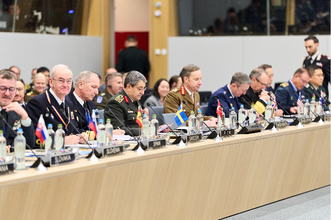 NATO military leaders and Indo-Pacific partners from Australia, Japan, New Zealand and South Korea attend Session 6 of the NATO Military Committee in Chiefs of Defense Session at NATO Headquarters in Brussels on Jan. 22. (NATO)