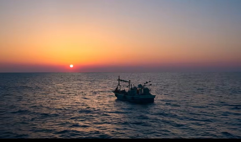 A screen grab of a fishing boat illustrated in the Netflix series "When Life Gives You Tangerines." One of its protagonists, Yang Gwan-sik, is a fisher dedicated to catching squid in South Korean waters. (Netflix)