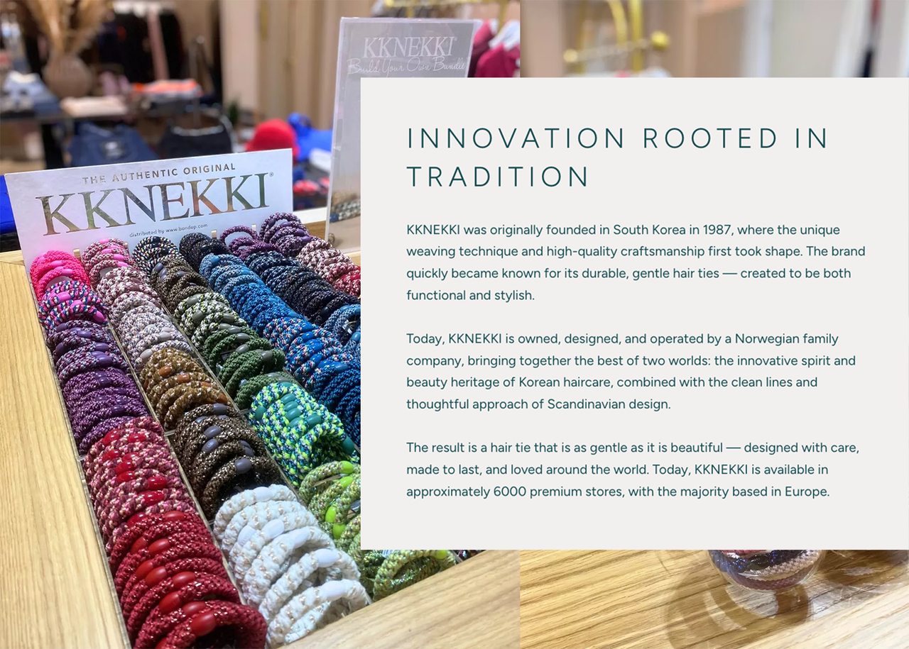 A Kknekki pop-up in London in November 2025. The brand's official website tells the story of its origins in South Korea. (Instagram @thedressroomsocial, Kknekki)