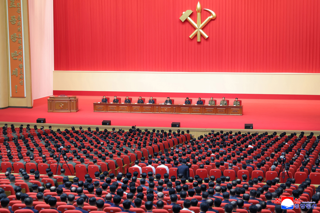 A joint meeting of the ruling party, government and army is held in Pyongyang on Friday, in this photo released by the North's Korean Central News Agency the following day. (For Use Only in the Republic of Korea. No Redistribution) (Yonhap)