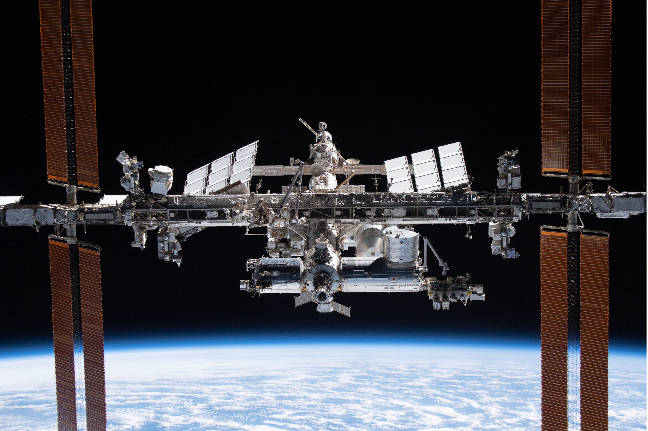 The International Space Station is pictured from the SpaceX Crew Dragon Endeavour during a fly around of the orbiting lab on Nov. 8, 2021. (NASA)