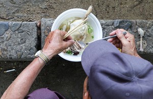 Sharing samgyetang ahead of chobok