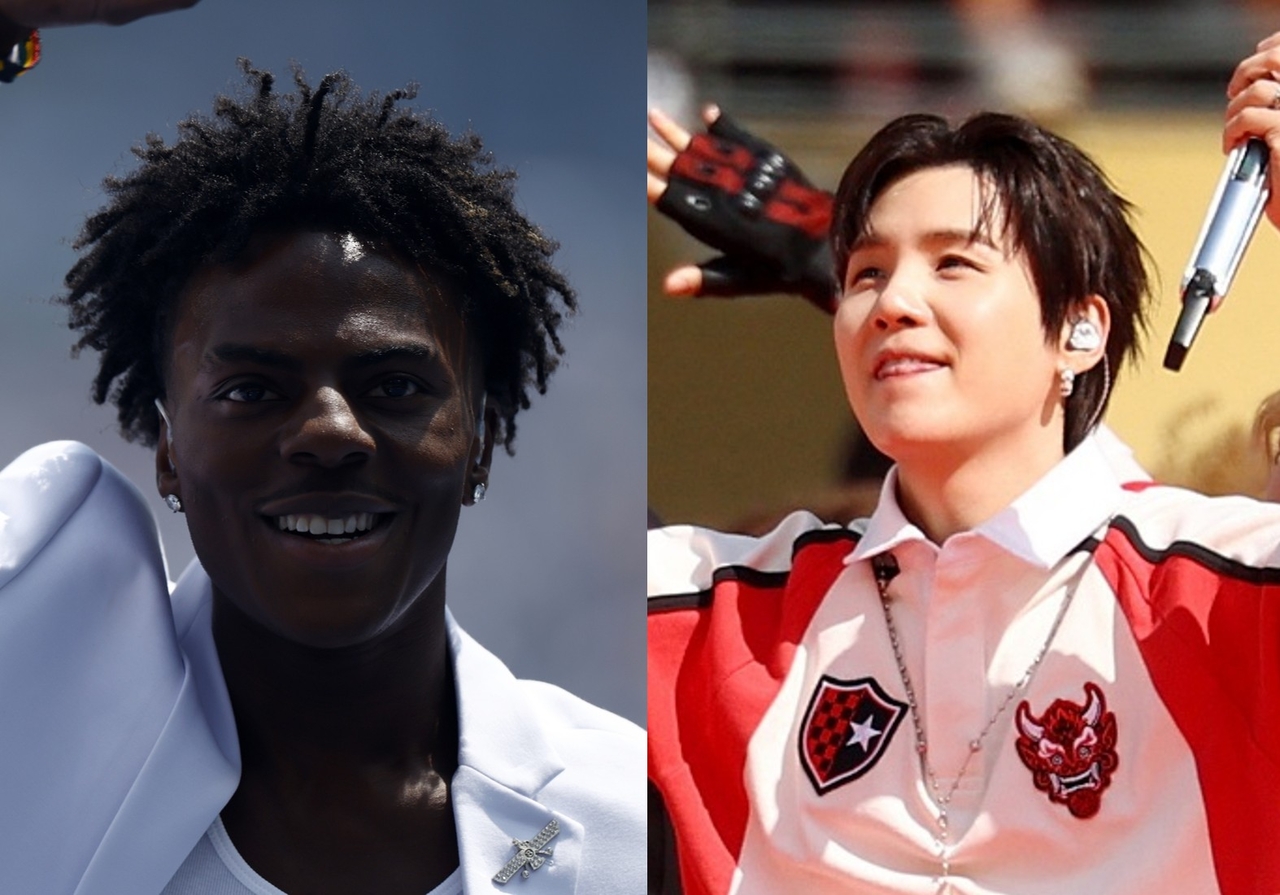 BTS member j-hope (right) and IShowSpeed. [EPA·Reuters]