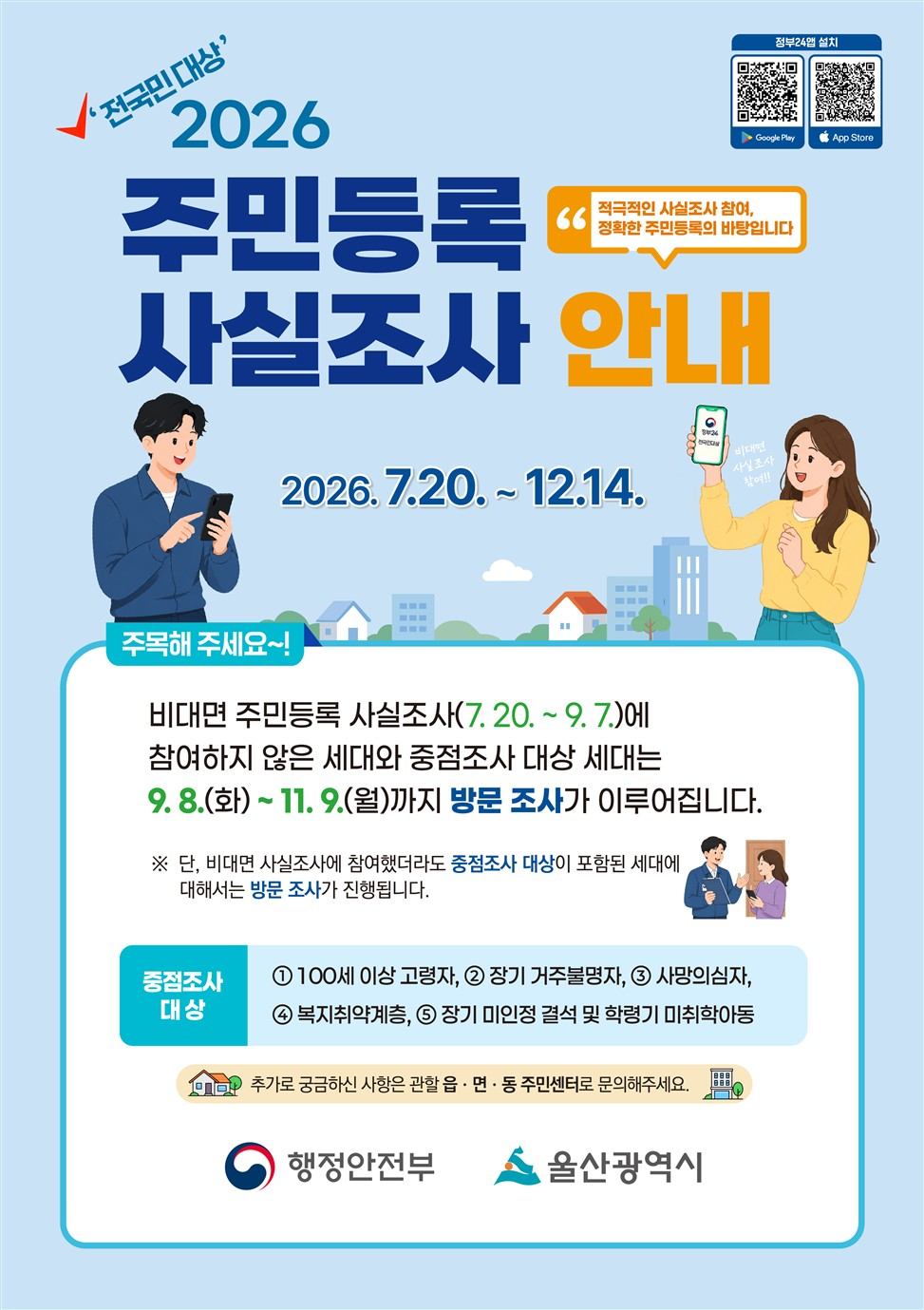주민등록 사실조사 안내 포스터 [울산시 제공]