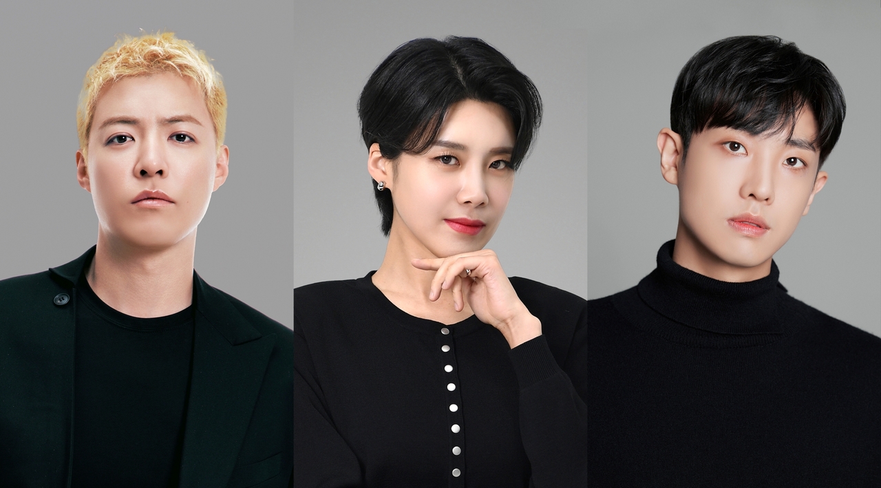 Emcees of "My AI Partner: Strange Romance," (from left) Kangnam, Jang Do-yeon and Lee Joon (SBS)