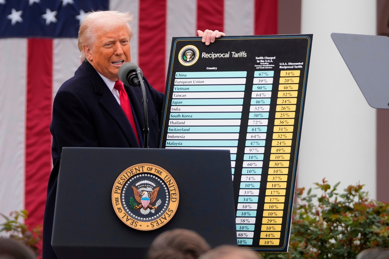 US President Donald Trump speaks during an event to announce new tariffs in the Rose Garden at the White House in Washington on April 2, 2025.   AP-Yonhap