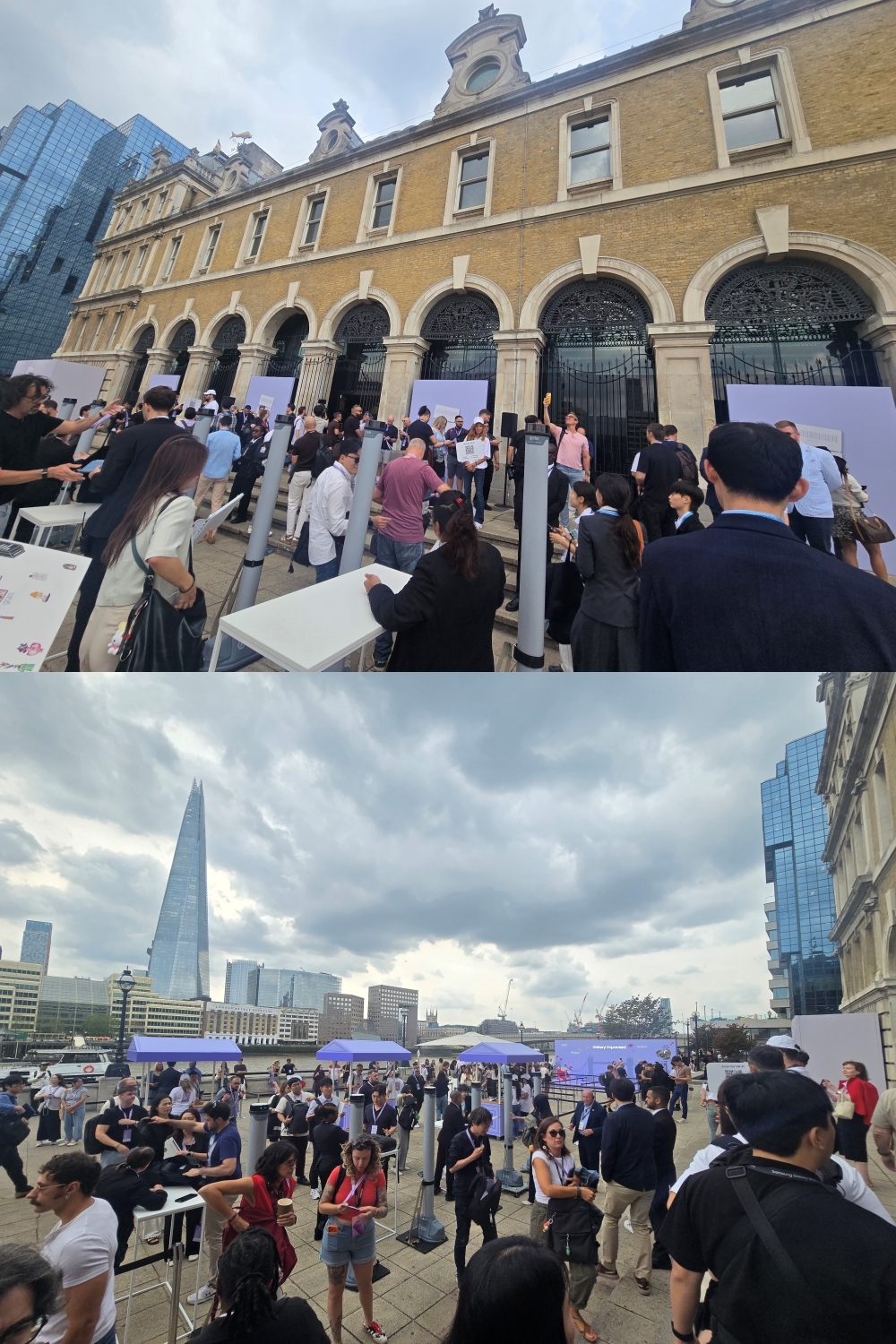 People line up to enter Samsung Electronics’ Galaxy Unpacked 2026 event at Old Billingsgate in London on Wednesday. (Jie Ye-eun/The Korea Herald)