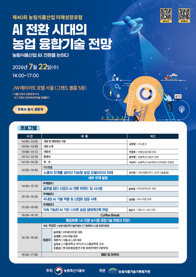 제40회 농림식품산업 미래전망포럼 포스터[농림축산식품부 제공]