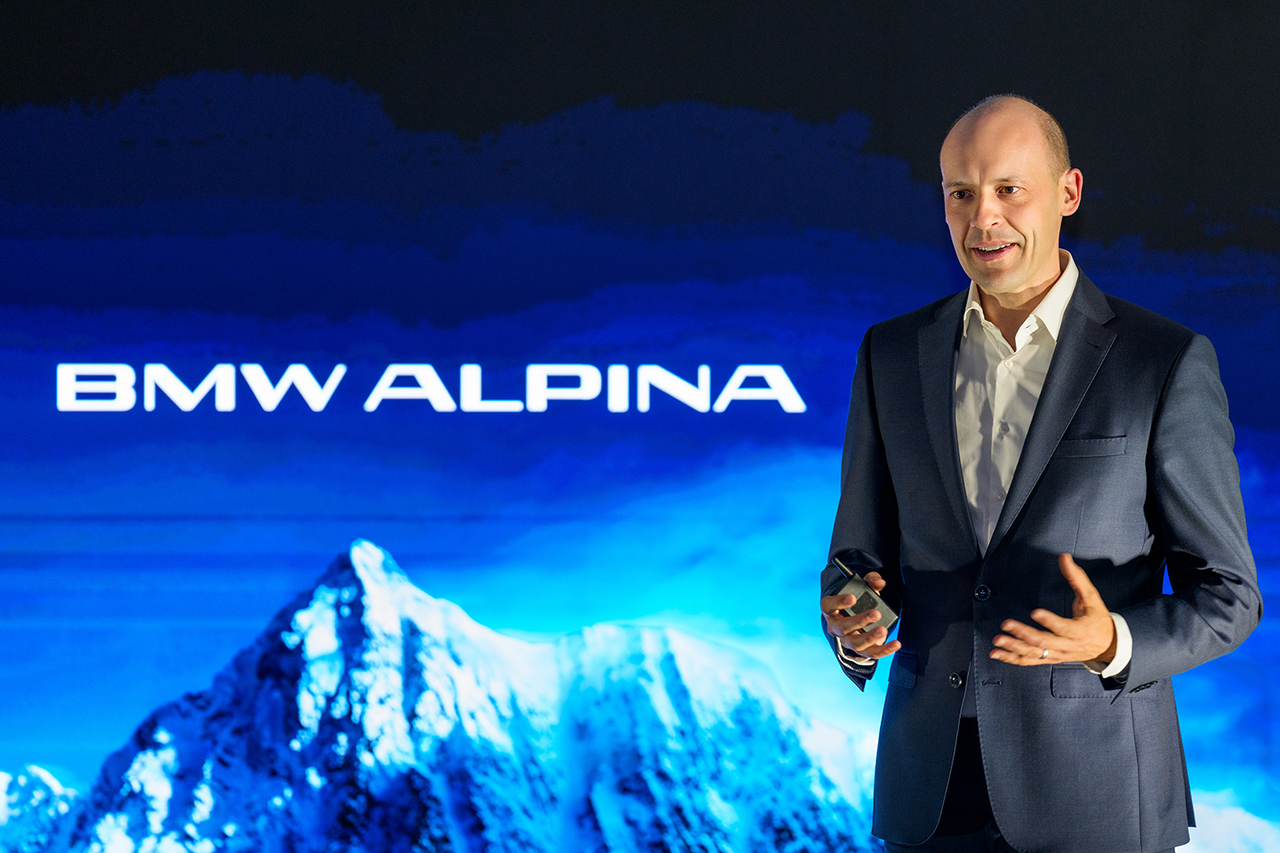 Oliver Veillechner, vice president and head of BMW Alpina, speaks during a BMW Alpina community event on Tuesday at a hotel in Seoul. (BMW Korea)