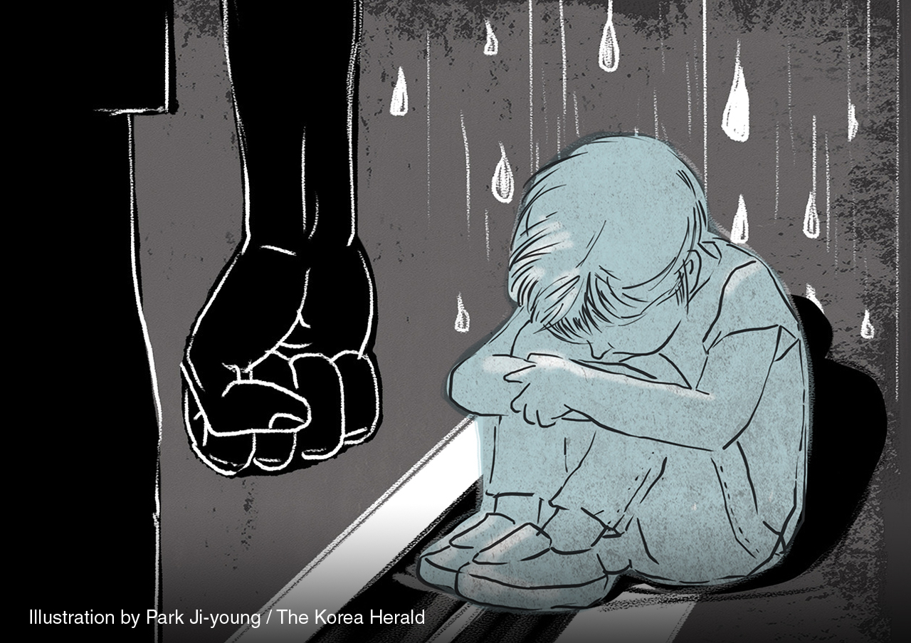 An illustration depicting child abuse (Illustration by Park Ji-young/The Korea Herald)