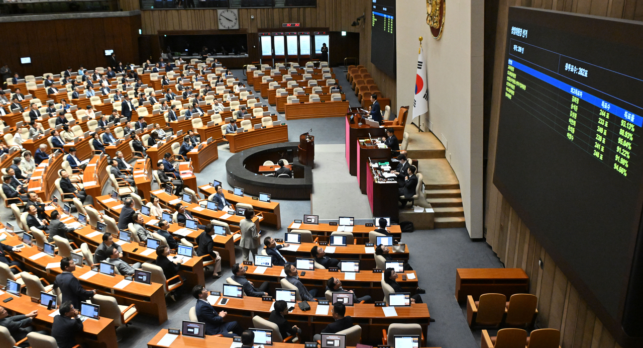 23일 오후 서울 여의도 국회에서 열린 본회의에서 교육위원회·외교통일위원회·산업통상자원중소벤처기업위원회·보건복지위원회·국토교통위원회·정보위원회 위원장을 선출하고 있다. 이날 국회는 교육위원장에 김희정 의원, 외통위원장에 송석준 의원, 산자위원장에 김성원 의원, 복지위원장에 이만희 의원, 국토위원장에 유의동 의원, 정보위원장에 이양수 의원을 선출했으며 성평등가족위원회는 국민의힘 내부 조율을 거쳐 추후 선출할 계획이다. 임세준 기자