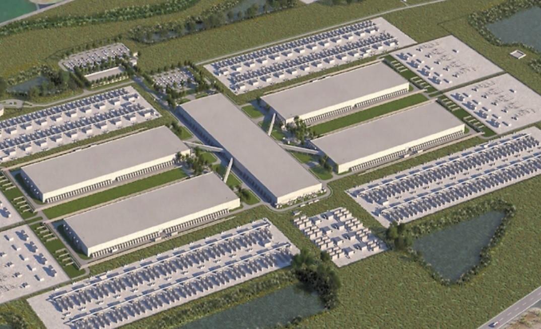 An aerial rendering of the steel mill to be built in Louisiana. [State of Louisiana]