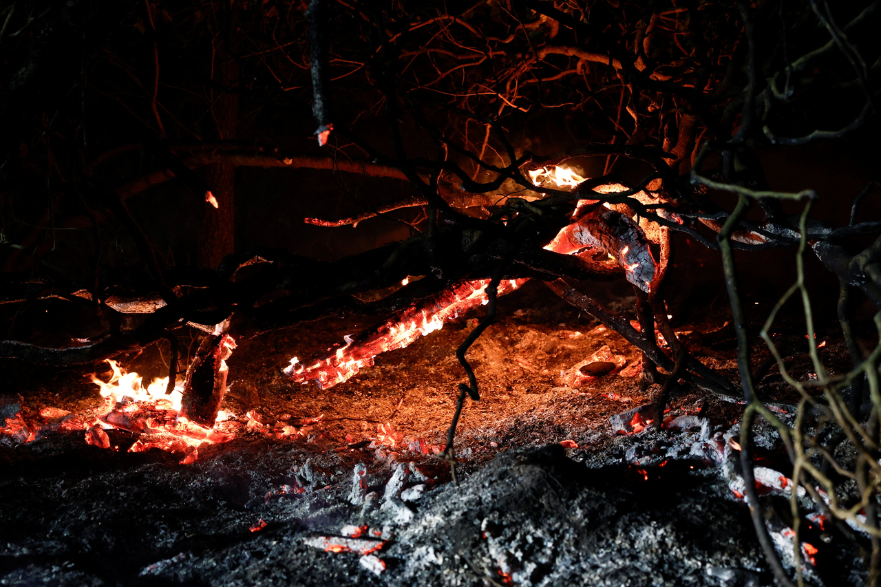 프랑스 파리 근교 르 보두에서 지난 12일(현지시간) 발생한 산불이 13일까지 진화되지 않은 채 번지고 있다. [로이터]