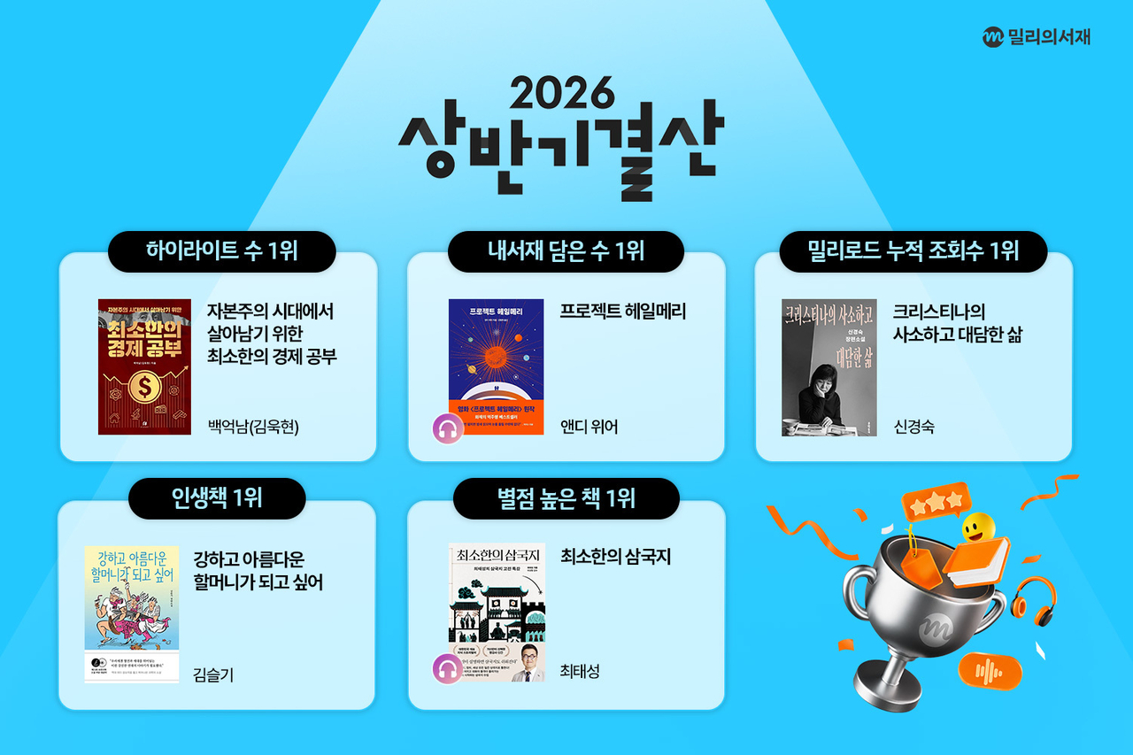 kt 밀리의서재가 회원 이용 데이터를 분석한 ‘2026 상반기 독서 결산’을 공개했다. .[kt 밀리의서재]