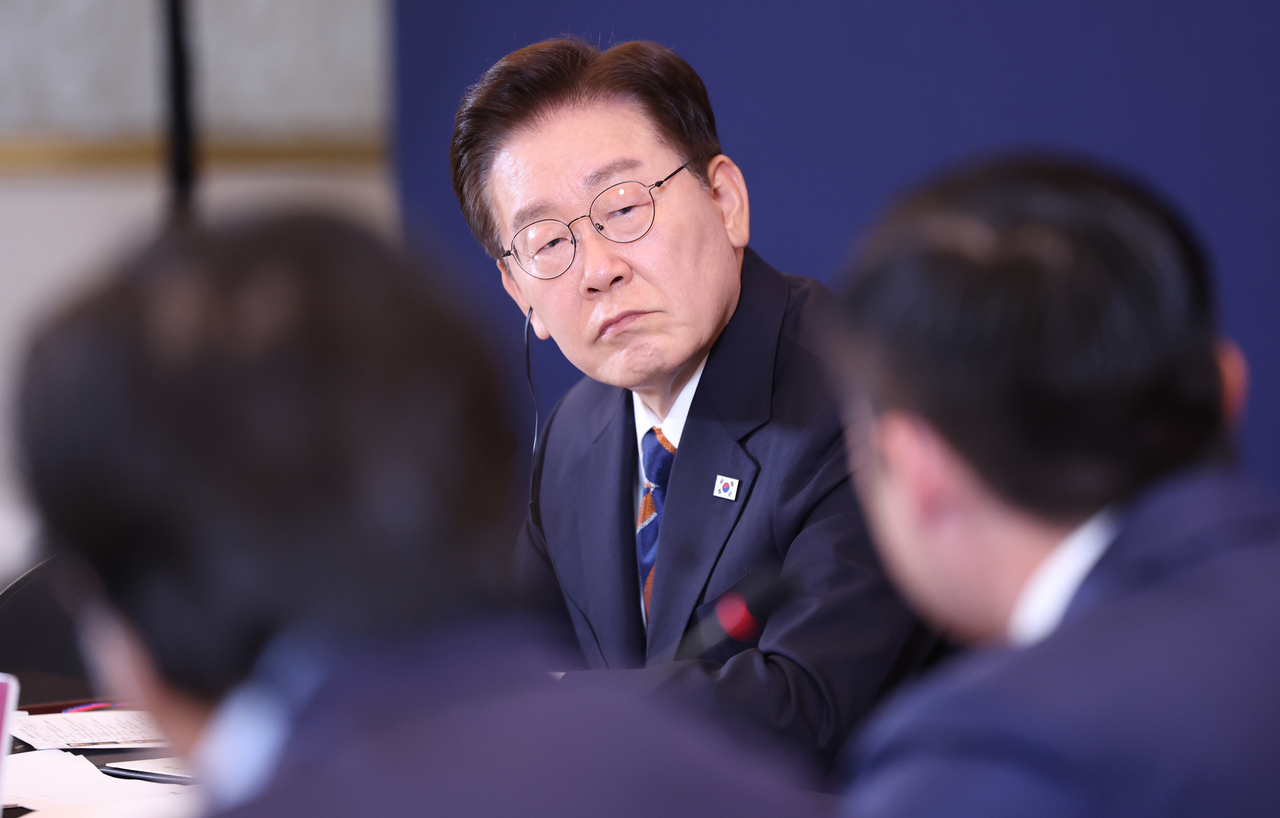 President Lee Jae Myung attends the Silicon Valley Venture Investment Meetup at a hotel in San Francisco on Saturday. (Yonhap)