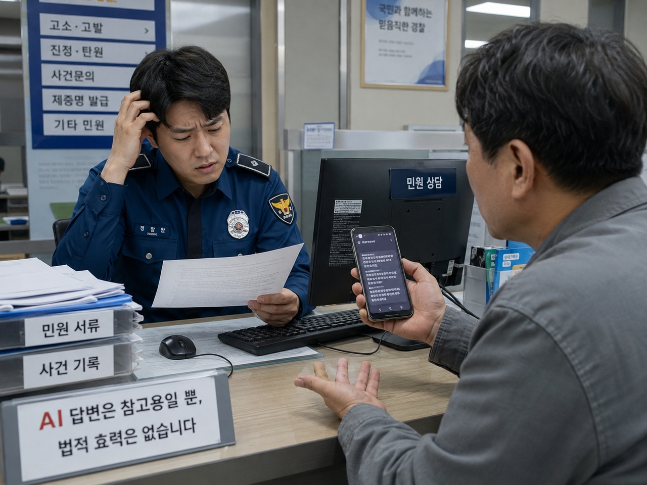 AI를 활용해 민원을 제기하는 민원인의 모습을 AI 활용해 묘사한 이미지.