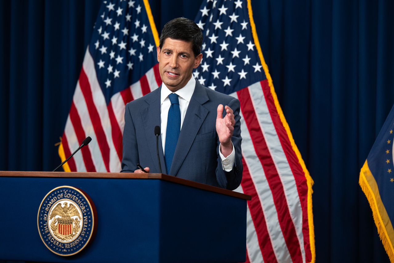 US Federal Reserve Chair Kevin Warsh speaks at a press conference at the Federal Reserve in Washington on Wednesday.   UPI-Yonhap