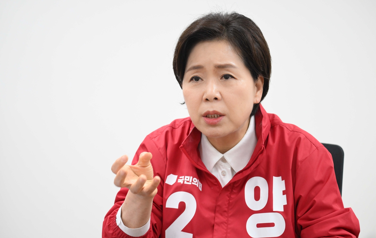 양향자 국민의힘 경기도지사 후보가 15일 오전 서울 여의도 국회에서 인터뷰를 하고 있다. 이상섭 기자