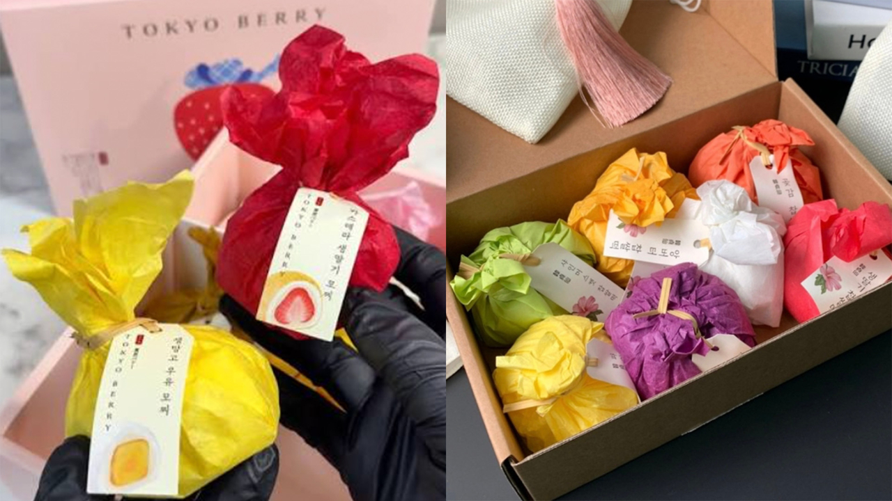 Mochi wrappers of Toykyo Berry (left) and Korean premium dessert brand Hanjungsun (Brunch)