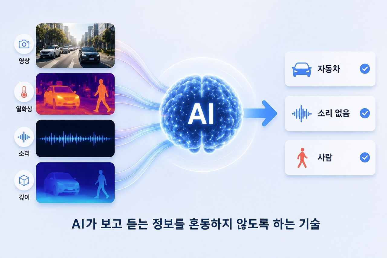 A diagram illustrating technology designed to prevent AI from confusing what it sees and hears. (AI-generated image) [Provided by KAIST]