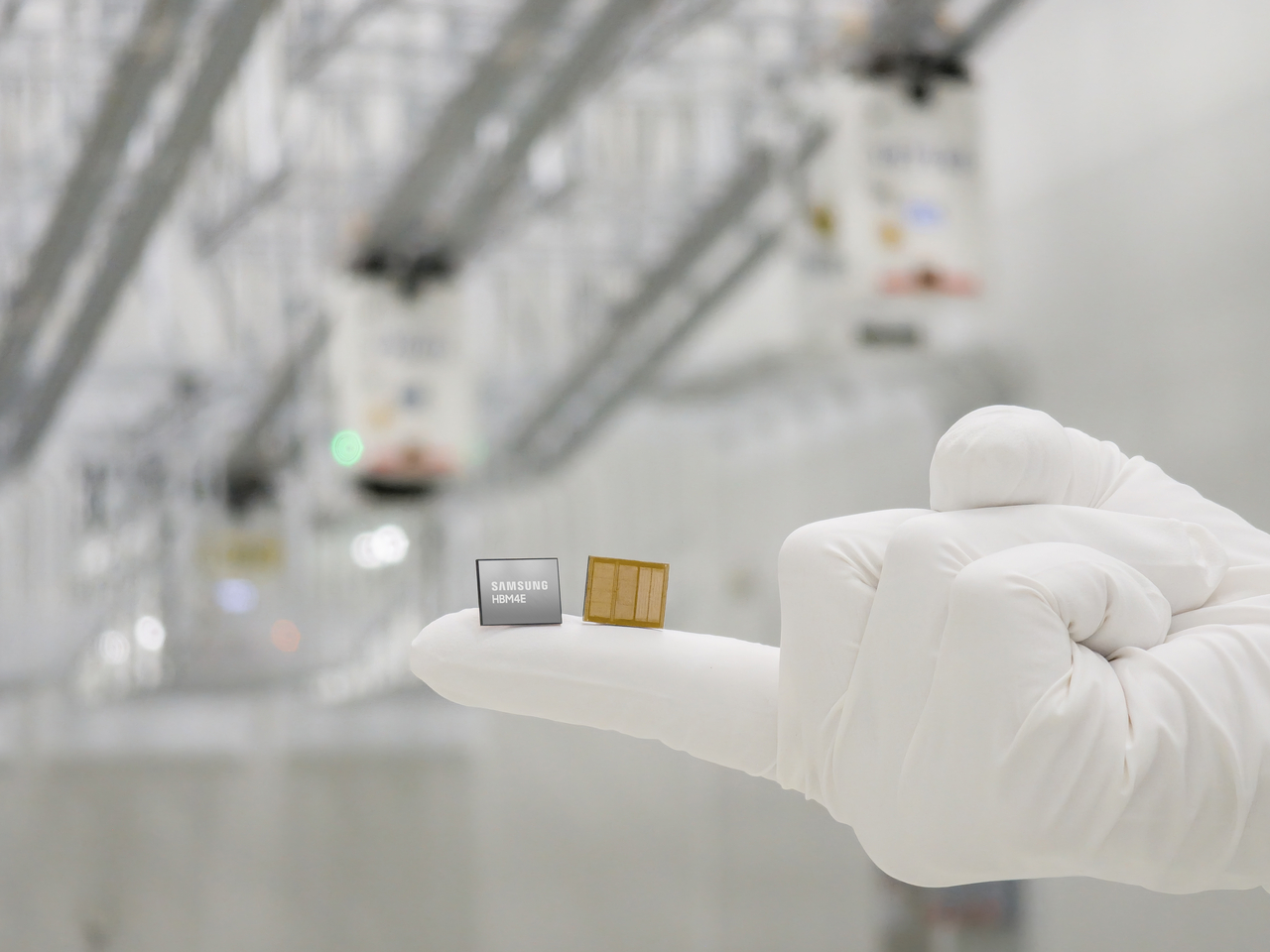 Samsung Electronics became the first to ship 12-high HBM4E samples to global customers on May 29, built on 1c-class DRAM and a 4-nanometer logic base die. (Samsung Electronics)