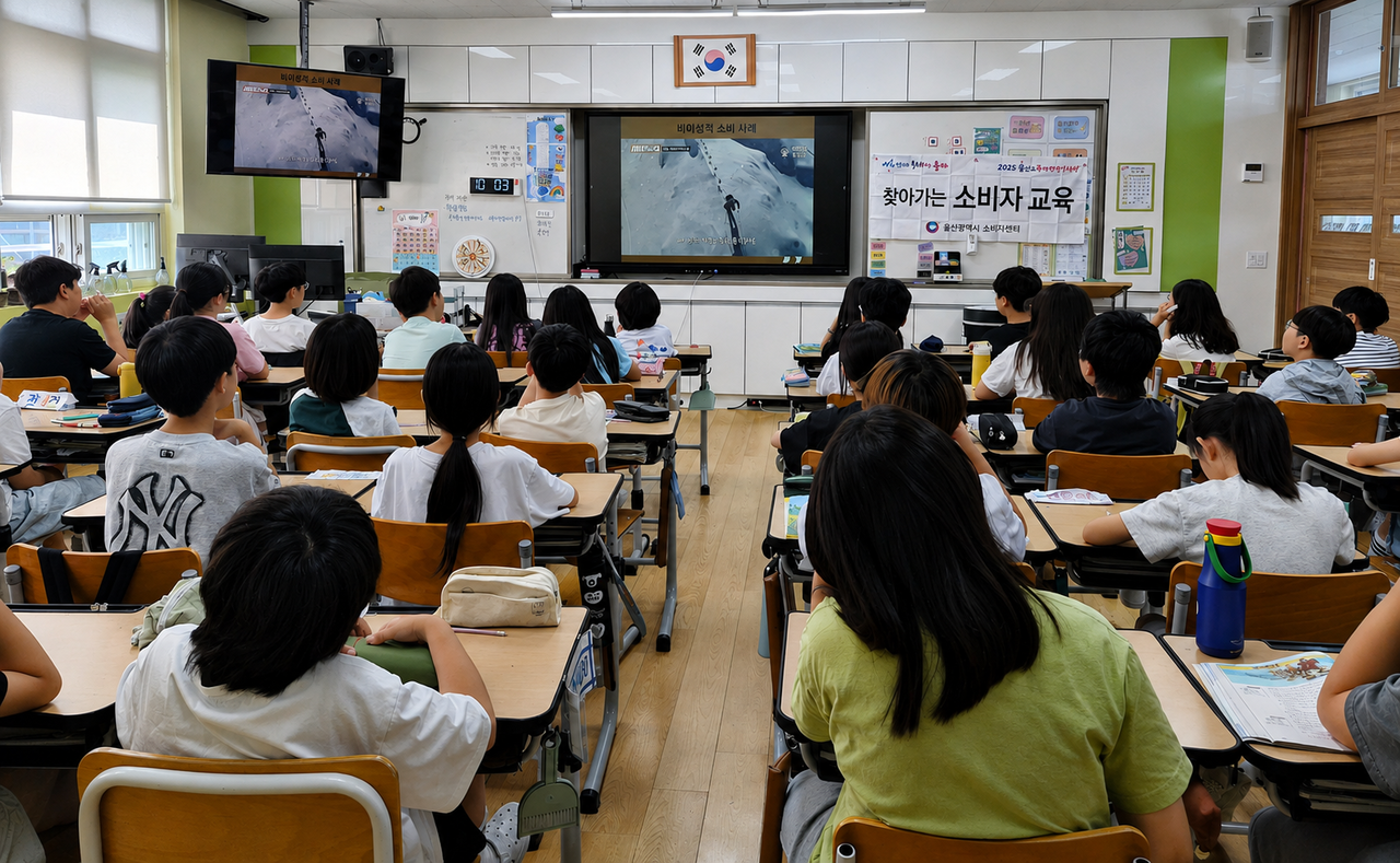 울산시가 소비자센터를 통해 ‘하반기 찾아가는 소비자교육’을 실시한다. 사진은 지난 상반기 옥동초등학교에서 실시된 교육 모습. [울산시 제공]