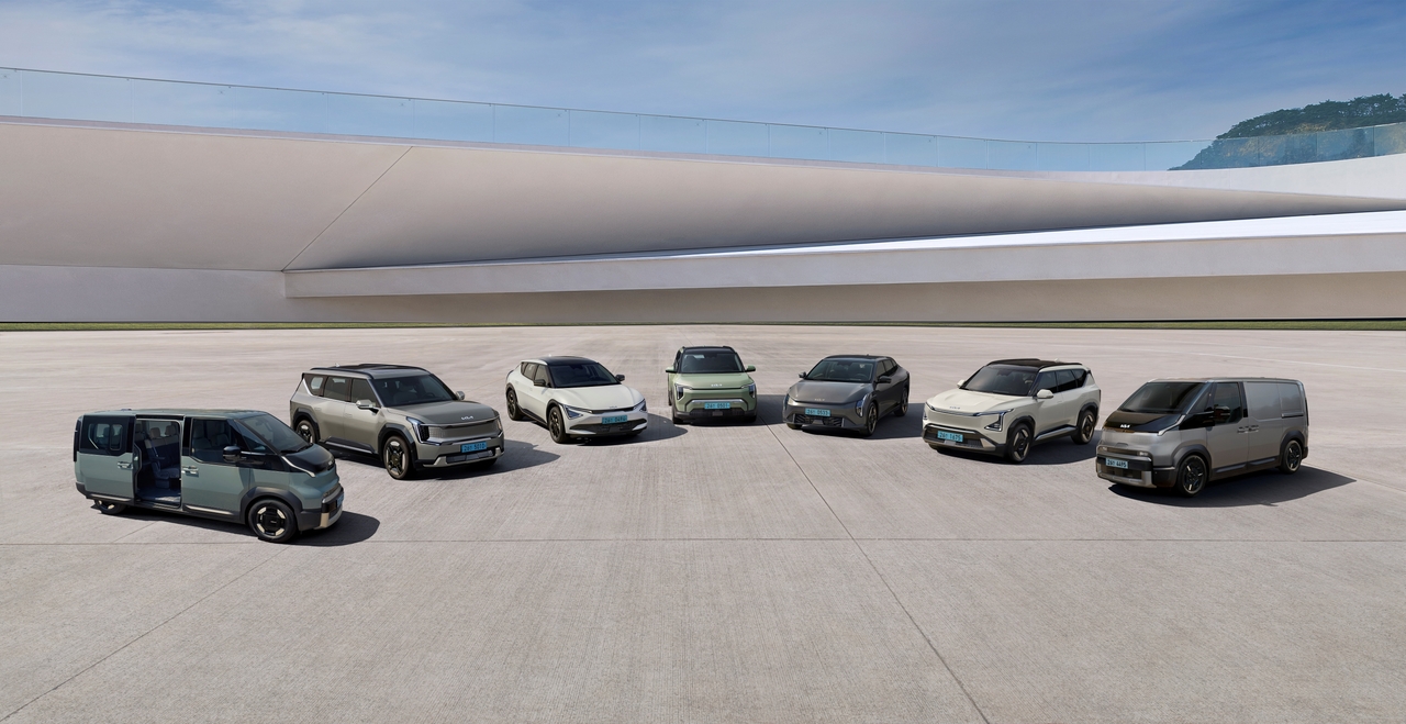 기아 PV5 패신저(왼쪽부터), EV9, EV6, EV3, EV4, EV5, PV5 카고 컴팩트 [기아 제공]