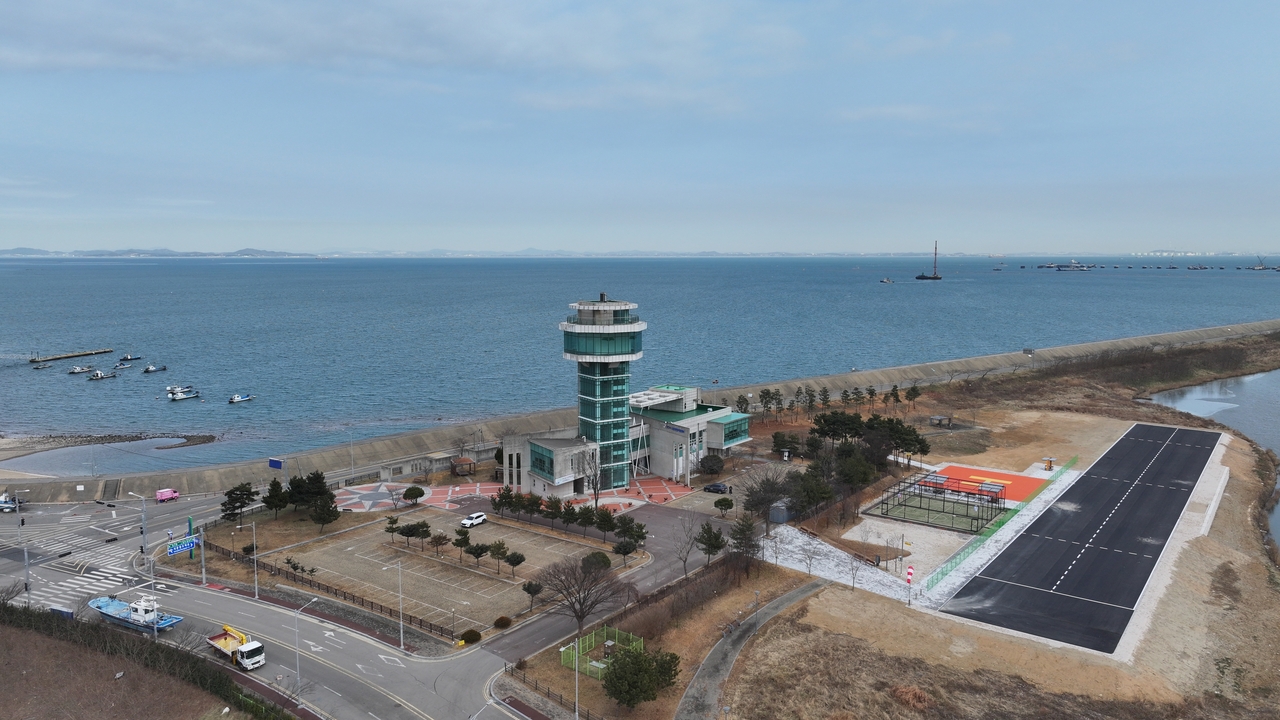 An aerial view of Dangjin Drone Park.