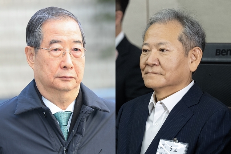 한덕수 전 국무총리(왼쪽)과 이상민 전 행정안전부 장관. [연합]