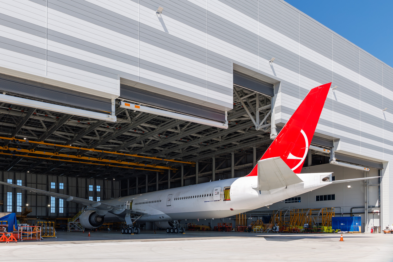 The first Boeing 777 to undergo passenger-to-freighter conversion at IKCS’ aircraft conversion facility at Incheon Airport is pictured during modification work. (IIAC)