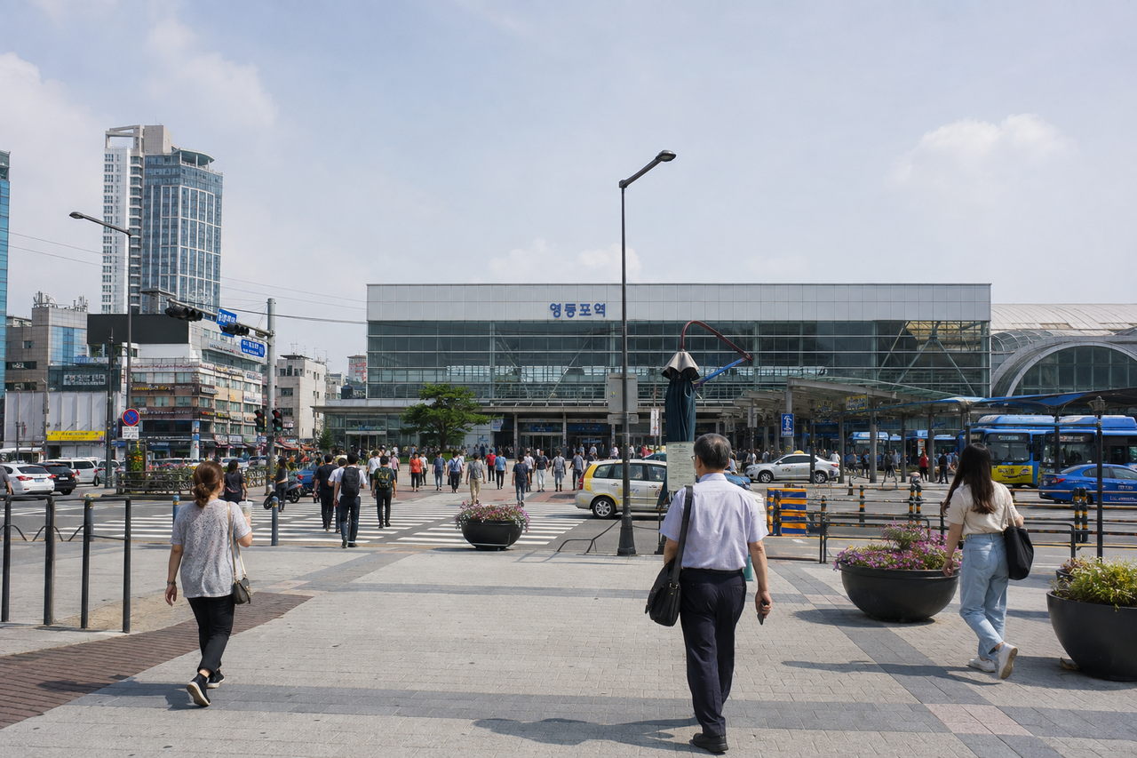 An AI-generated image of the area near Yeongdeungpo Station
