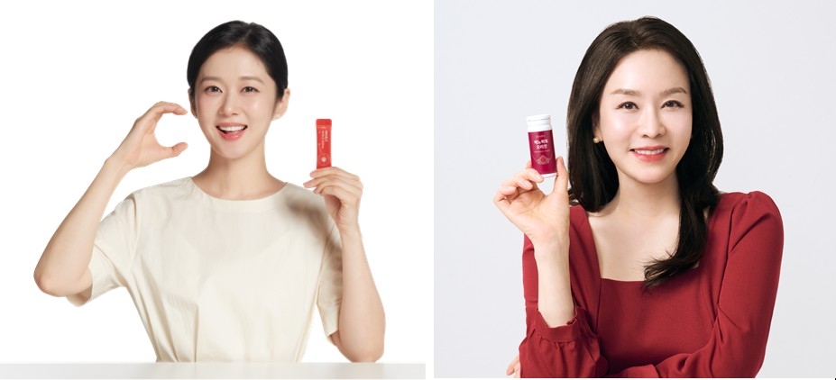 휴온스엔 모델 장나라(왼쪽) 배우, 메노락토 모델 김정난 배우. [휴온스엔 제공]